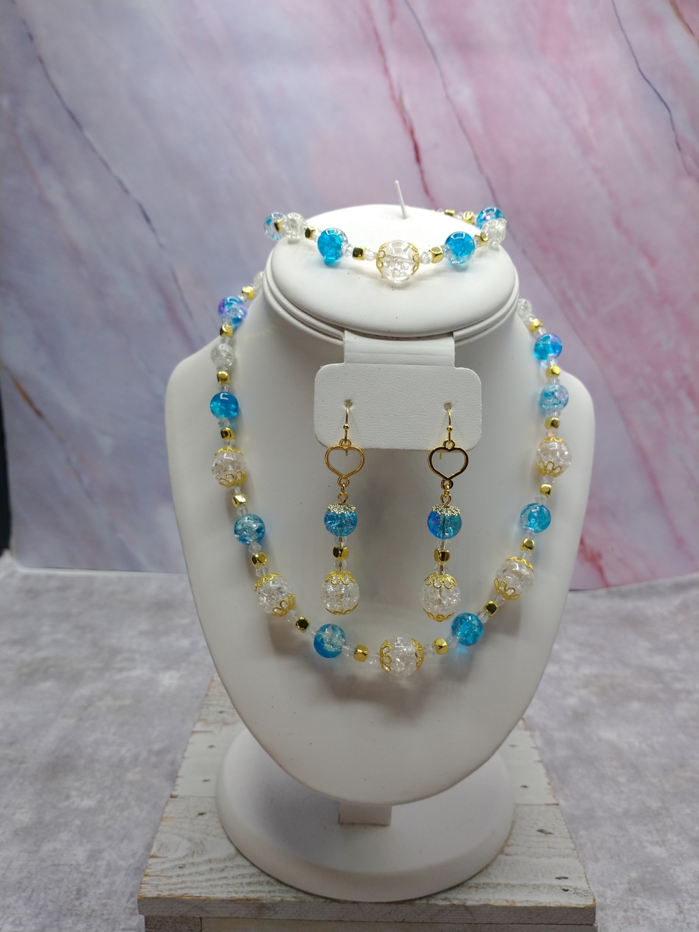 New Hand Crafted Three Piece Beaded Necklace Set